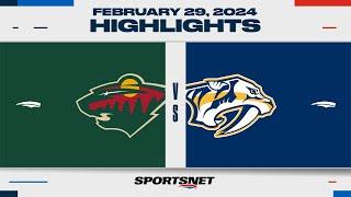 NHL Highlights | Wild vs. Predators - February 29, 2024