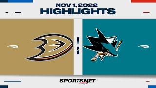 NHL Highlights | Ducks vs. Sharks - November 1, 2022