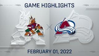 NHL Highlights | Coyotes vs. Avalanche - Feb. 1, 2022