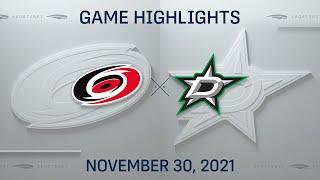 NHL Highlights | Hurricanes vs. Stars - Nov. 30, 2021