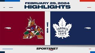 NHL Highlights | Coyotes vs. Maple Leafs - February 29, 2024
