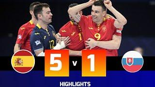 Spain 5 vs 1 Slovakia  - Highlights  - UEFA Futsal EURO  2022 (1/02/2022)